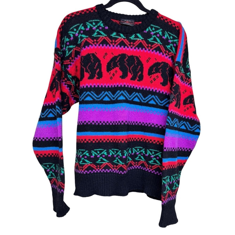 Demetre Fair Isle Ski Sweater Pure Wool Timberline Bear Vintage 70s Men's Medium